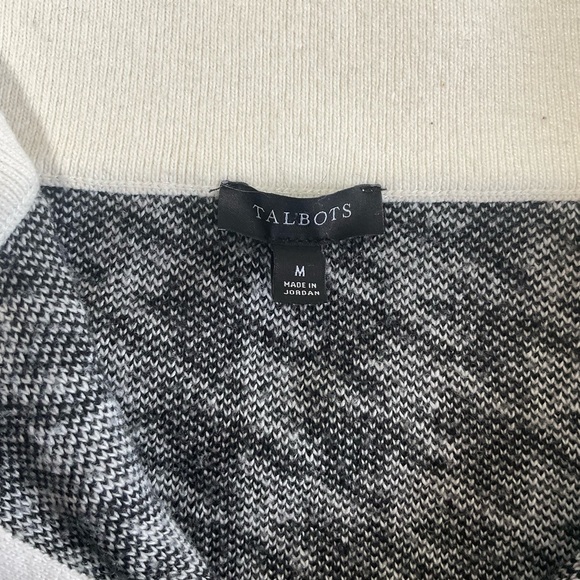 Talbots Women's size Medium Black White Houndstooth Quarter Zip Sweater - Picture 10 of 12